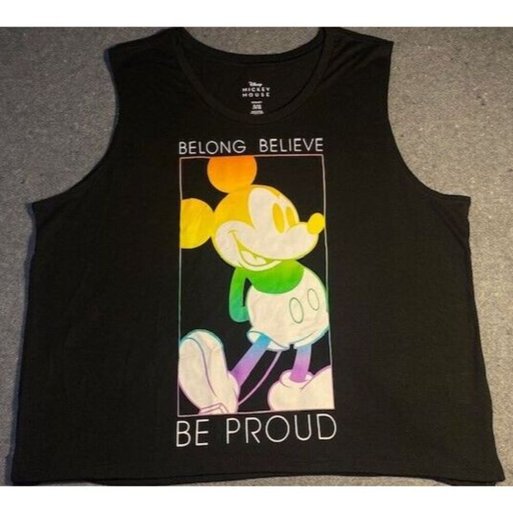 MICKEY MOUSE Disney TANK TOP XL BLACK Pride MUSCLE SHIRT belong believe be proud - Picture 2 of 10